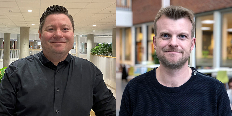 Fra venstre Theis Raaschou Andersen, forskningschef ved VIA University College, og Søren Erbs Poulsen, forskningsleder ved VIA University College